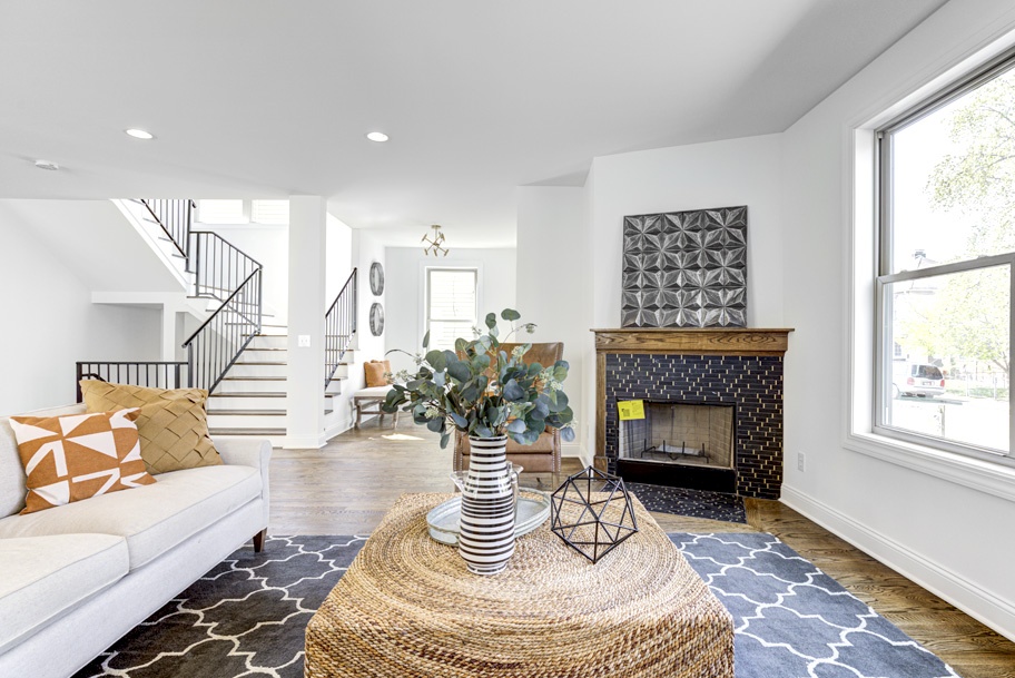 Living Room Wood Burning Fireplace