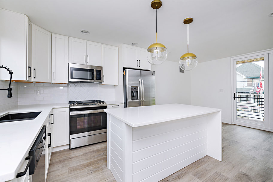 Modern Lighting and Clean Kitchen