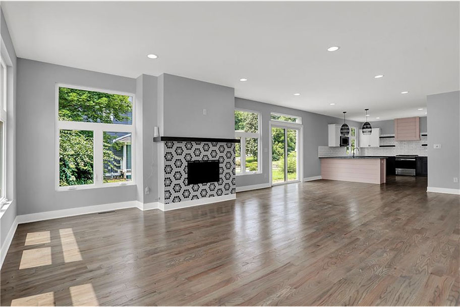 Spacious Living Room with Fire Place