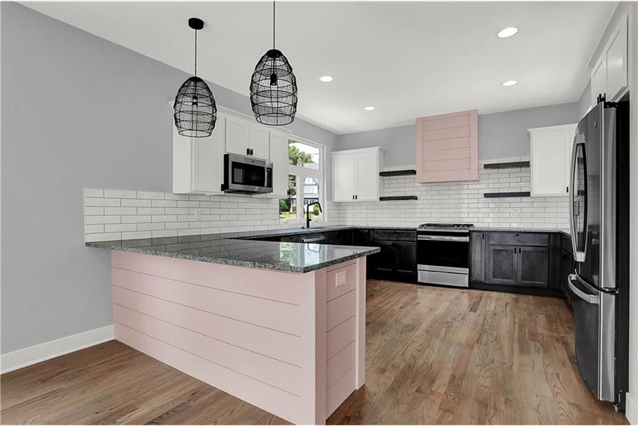 Pink Contemporary Kitchen