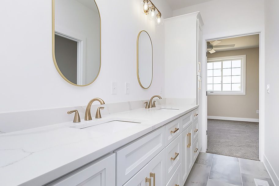 Master Bathroom Custom White Cabinets