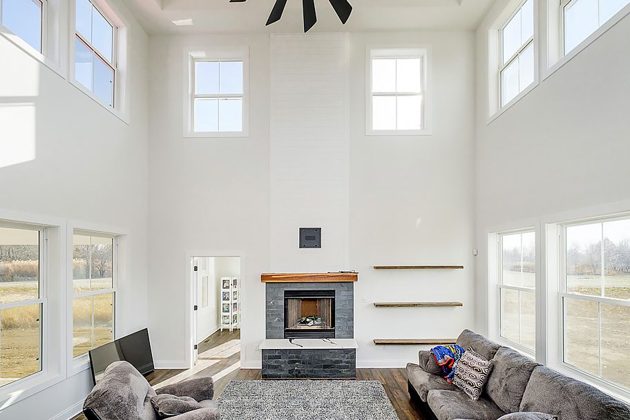 Large Custom Ceilings and Fireplace