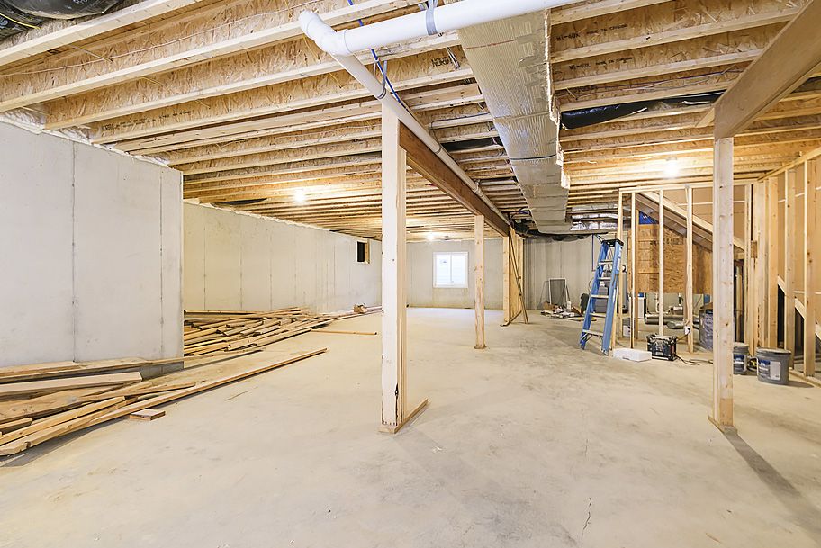 Unfinished Basement of Custom Home