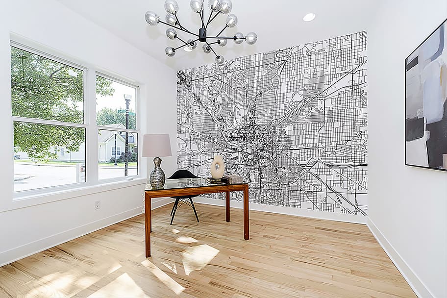 Flex Space Office Room with Wallpaper