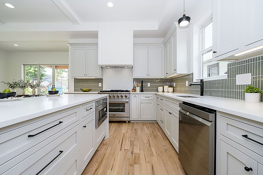 Close-up of White Kitchen with Green Backsplash 2402 N Talbott