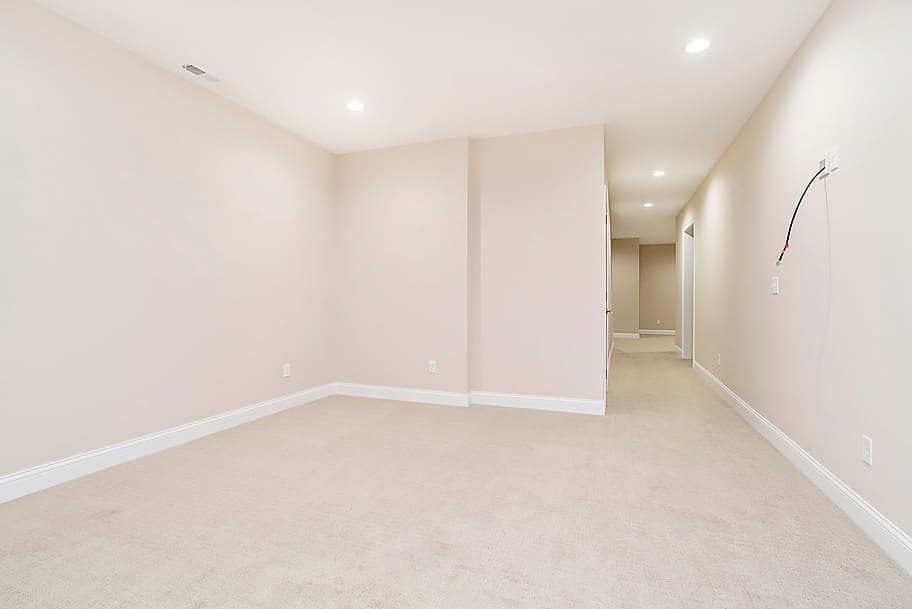 Finished Basement with Recessed Lighting