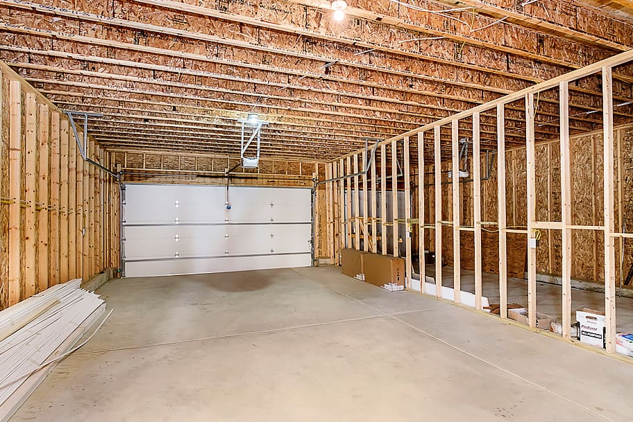 Inside of Garage with Extra Storage Space on Floor One in a Custom Home by Gem Homes Indianapolis