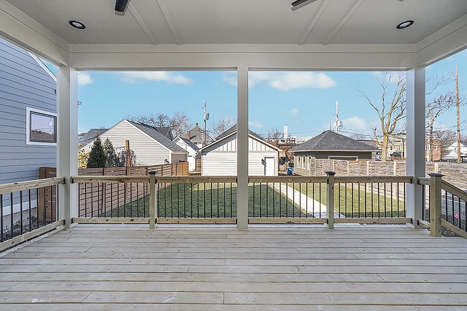 Covered Porch Looking into Backyard in Custom Home by Gem Homes Indianapolis